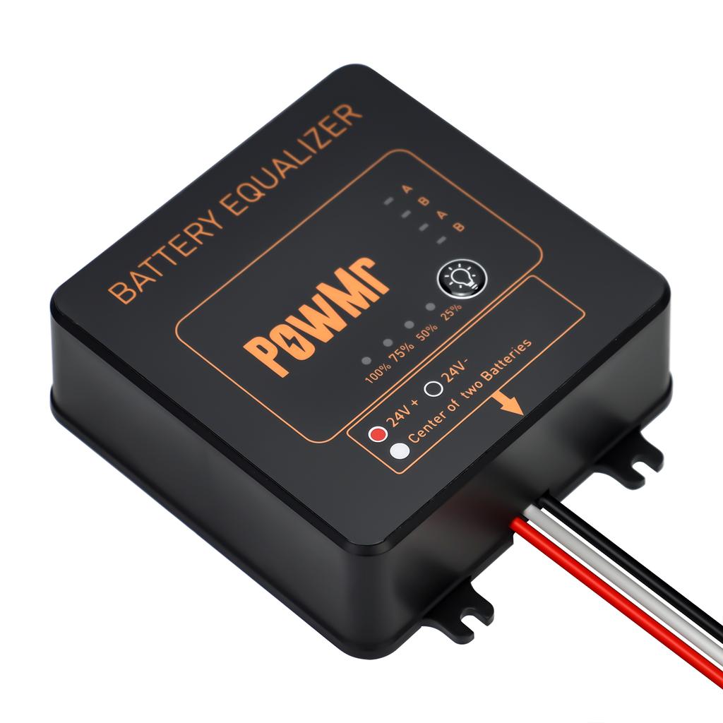 PowMr Battery Equalizer Voltage Balancer 24V 2×12V and 48V 4×12V or 8×12V or more Bank Extend Battery Life 1 Year and More