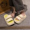 2024 Лето Новые женские тапочки Парные пляжные кожаные тапочки Мягкие толстые подошвы Шлепанцы Туфли на платформе Плоский каблук Тапочки Повседневные Сан