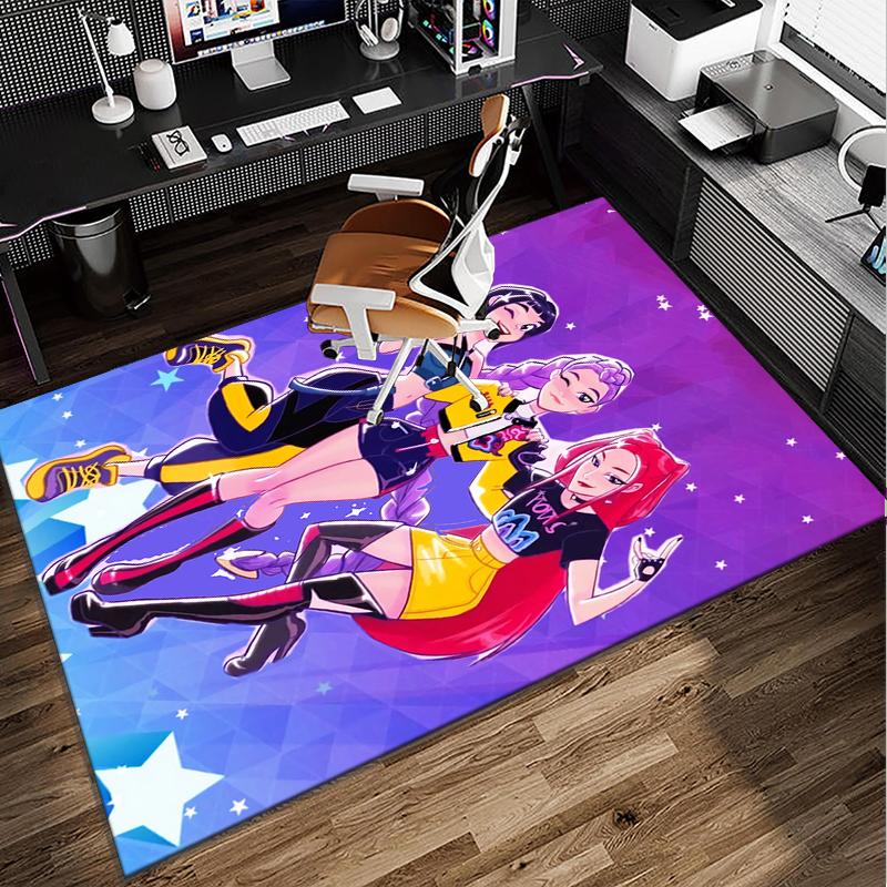 Superhero kpop Friends Adventure Office Rug Chair Mat, Game Carpet, Suitable for Front Door, Bedroom, Living Room, Desk, Holiday Gift