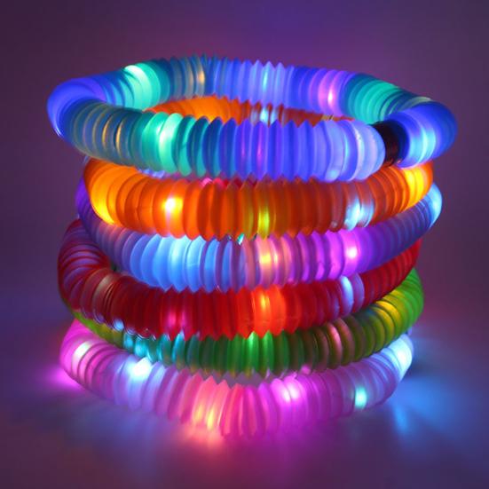 Fidget Pipe Toy Flexible DIY Stretchable Colorful Glowing Tube Relieve Boredom Adjustable LED Telescopic Tube