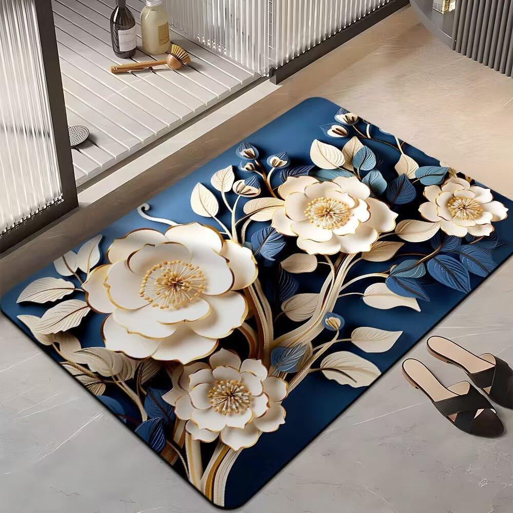 Ins Light Luxury Home Коврик для ванной комнаты Впитывающий нескользящий Простой в уходе Мягкий коврик для двери ванной комнаты Быстросохнущий коврик