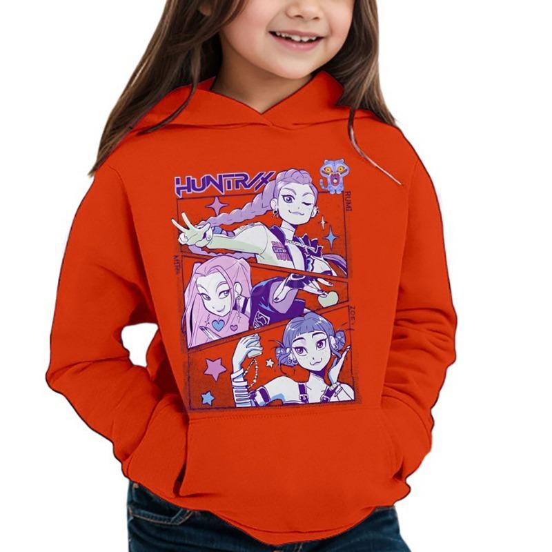Модные женские худи с аниме-принтом «Охотники на демонов», детская повседневная толстовка с длинным рукавом для девочки, женский топ