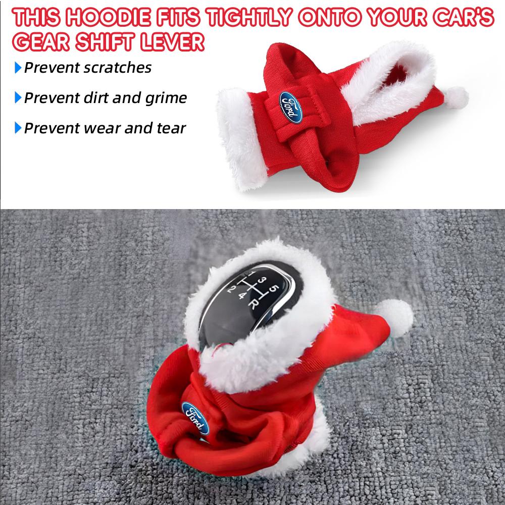 Car Styling Gear Shift Lever Cover Sweatshirt Gearshift Cover Christmas Decor Gift For Ford Focus Mustang ST Fiesta Kuga MK3 MK4