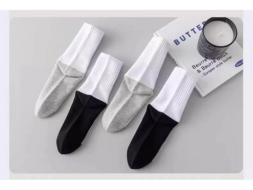 Детские хлопковые носки: Белые и черные, до середины икры, дезодорирующие, грязеотталкивающие, подходят для весны, осени и зимы