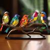 Multicolor Birds Stained Acrylic Birds On Branch Desktop Ornaments Double Sided Multicolor Style Craft Statue Ornaments