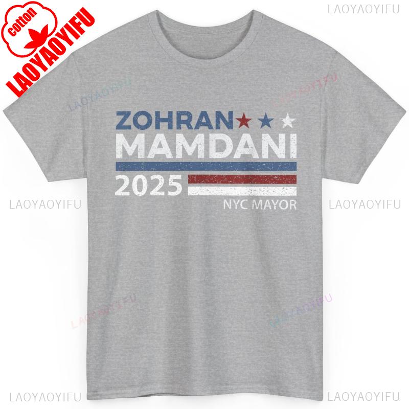 Футболка в поддержку Зохрана Мамдани Zohran for NYC Mayor 2025 Футболка с круглым вырезом с коротким рукавом Повседневные модные топы Хлопковые рубашки Футболки