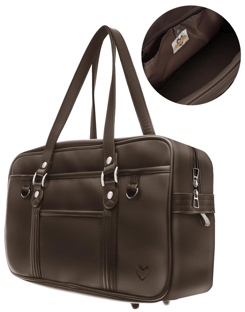 Cutie Pie School Синтетическая Средняя Школа Большая Высокая Длинная Средняя Школа Без Запаха Коричневый x Темный [Cutie Pie] Сумка, Коричневый, Кожа, Студент, Кожа, Прочный,