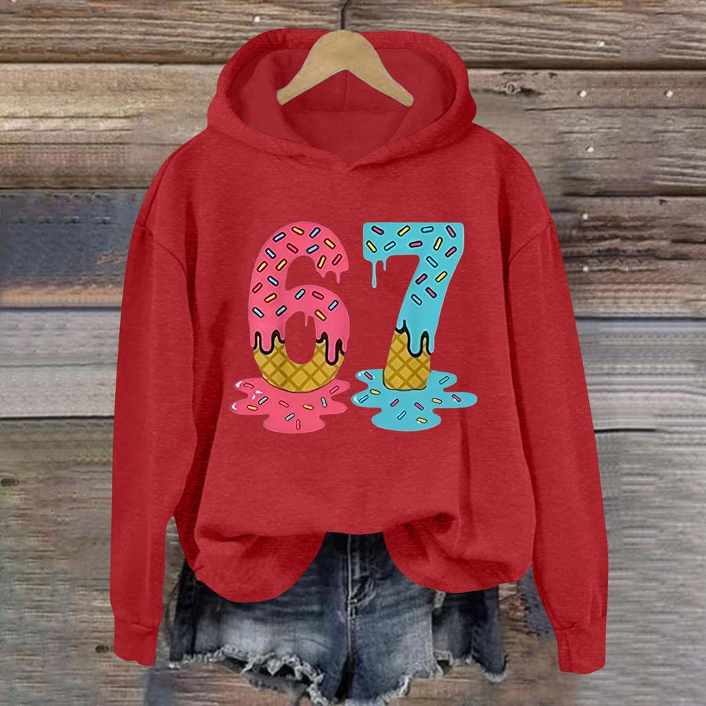 Women's Fashionable Casual Long-Sleeved Printed Hooded Sweatshirt