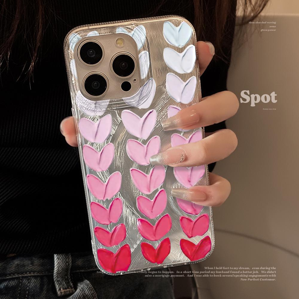 Ручная роспись, цветные сердечки, чехол для iPhone 16 17 Pro Max, чехлы iPhone 11 12 13 ProMax 14 15 Plus 8 XS XR, противоударная защитная крышка