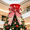 Shrinkable Spring Bow Christmas Tree Hat Red Hat Cane Sugar Decoration Christmas Tree Gift Hat Star Decorative Hat Tree Top Hat