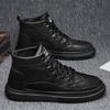 2025 Autumn New Men's Shoes British Style High-top Men's Fashion Casual Shoes Trendy Business Black Platform Leather Shoes