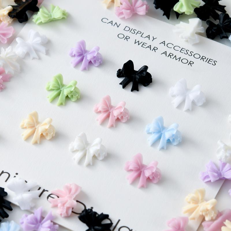 20/50Pcs Mixed Resin Double Layer Bowknot Nail Art Charms 3D Colorful Bow Nail Art Decorations Diy Manicure Parts Salon Supply
