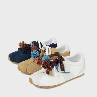 [Fanfuna] Обувь Dexun Женская 2025 Осень Новая Ретро Цветовая Блокировка Съемное Украшение в виде Цветка Спортивная и Повседневная Обувь