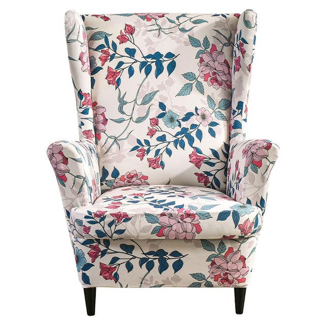 Чехол на спинку стула с наклонной подлокотником и принтом, эластичный чехол на кресло, крыло, спинка дивана, растягивающийся протектор, домашний декор