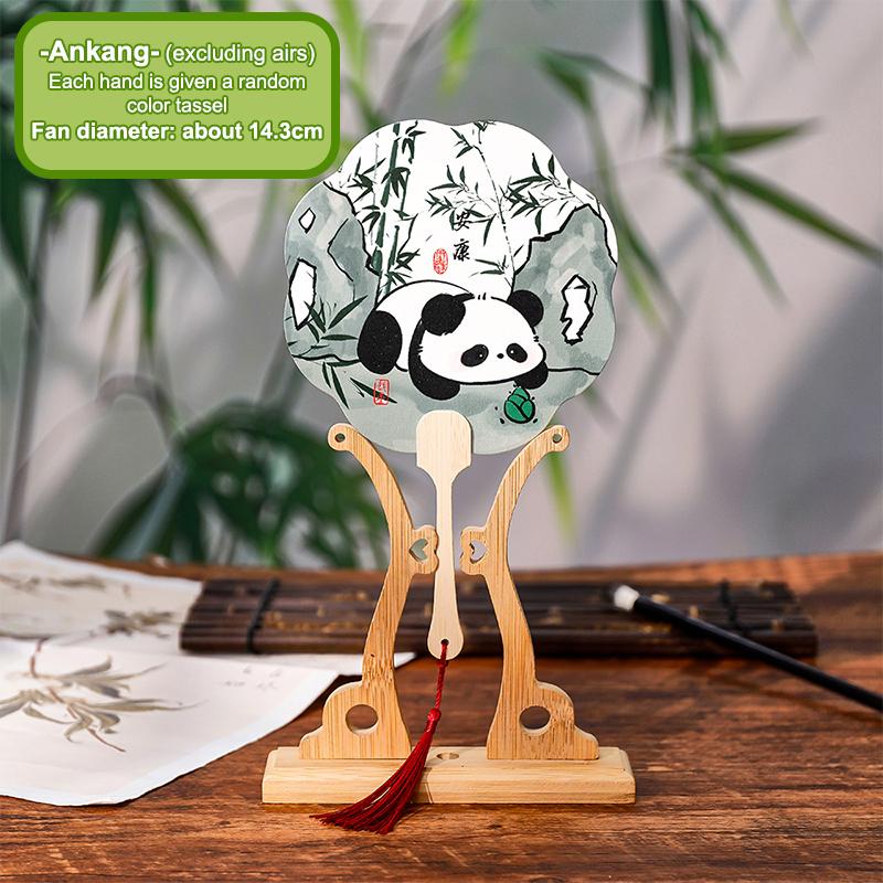 Трендовый ретро веер-шар с кисточкой в виде панды, танцевальный ручной веер, аксессуары для свадебной вечеринки, ципао, костюм тан
