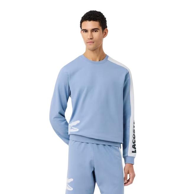 Lacoste Mens Fleece Logo Long-Sleeved Lounge Sweatshirt