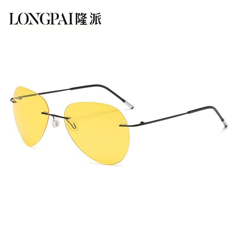 Сверхлегкие солнцезащитные очки без оправы из титанового сплава для мужчин, очки-жабы для вождения, поляризованные, меняющие цвет очки для пилотов