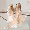 2 Pcs Artificial Simulation Birds Ornament Glitter Feathered Bird Christmas Tree Ornaments Clip Foam Fake Birds for Wreath Garland Crafts Tree Decor