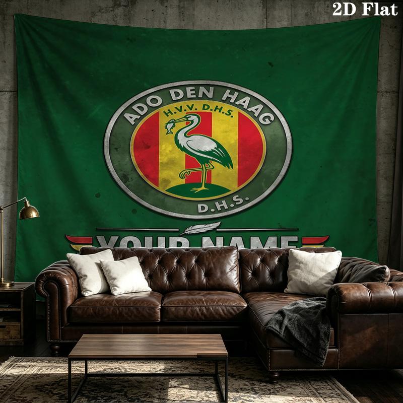 Custom Name ADO Den Haag Printed Tapestry – Wall Hanging for Bedrooms, Dorms, and Home Decor