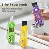 Щетка для чистки с щетиной высокой плотности Портативный компактный дизайн 3 в 1 Многофункциональная Нескользящая ручка Щетка для удаления чайного налета