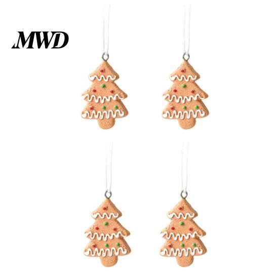 Christmas Tree Decorations 4 Pcs Gingerbread Ornaments, Candy Cane, Tree, Lollipop, Decorative Pendants for Garlands Man Xmas Hanging Decoration Home