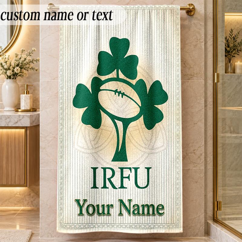 Beach TowelIreland Rugby Custom Name Text Personalized Soft Towel for Beach Pool Indoor Home Decor Gift
