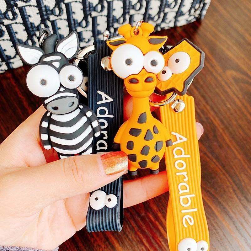 Adorable Silicone Cartoon Giraffe Keychain Cute Novelty Bag Charm Accessories