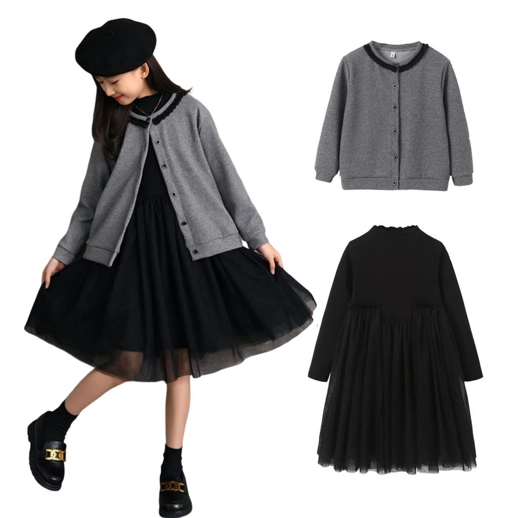 VIISEN Formal Bolero and Dress Perfect for Entrance and Graduation Piano and Sizes Size Girls' Suit, Set, Ceremonies, School, Kindergarten, Recitals,