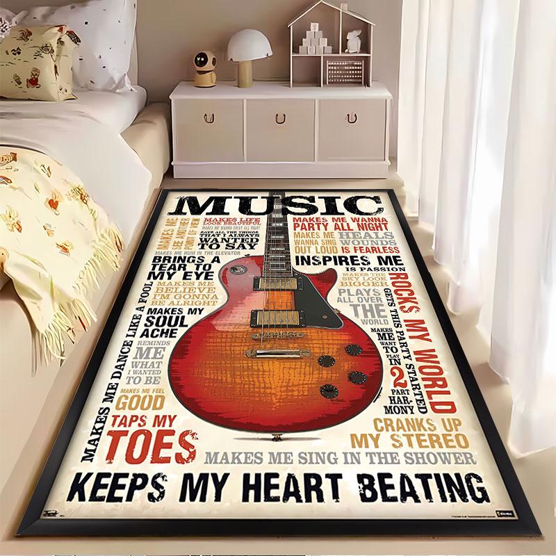 Guitar and Music Motivational Art suitable as a non-slip mat for the living room or bedroom sofa