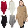 Causal Fashion Women Knitted Batwing Cape Tassels Poncho Cloak Ladies Fur Ball Sweater Outwear