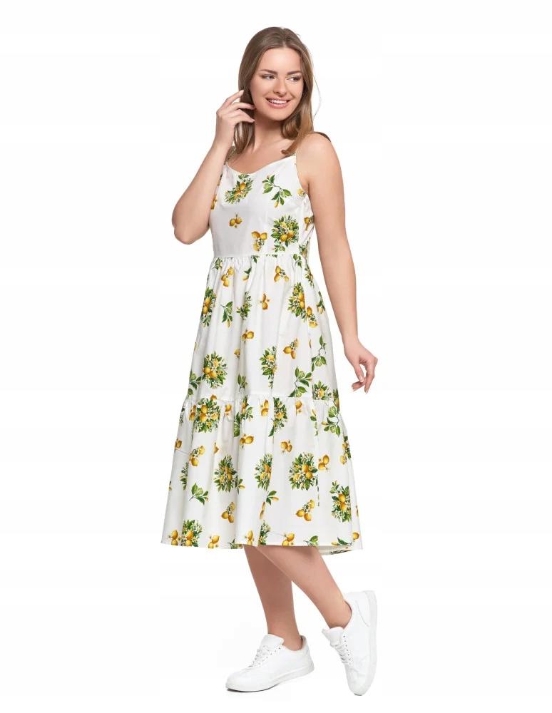Women's Midi Dress with Straps and Ruffles Stylish Classic MORAJ XXL PATT 2