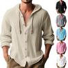 Мужская повседневная футболка с капюшоном Рубашка Мужская -цветная Хлопок и Лен С длинным рукавом На пуговицах Верх