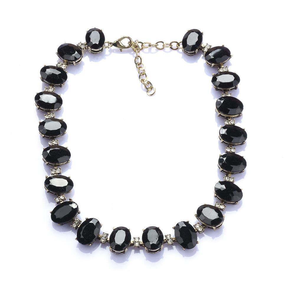 Роскошное вечернее ожерелье с черными кристаллами и драгоценными камнями, короткие аксессуары