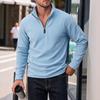 Men S Fleece Half Zip Solid Color Stand Collar Sweatshirt