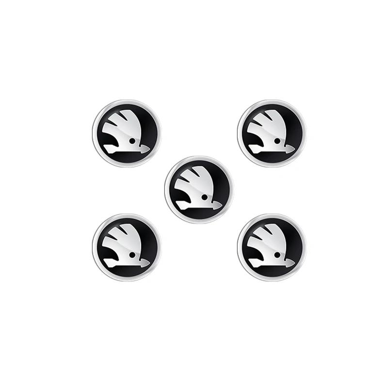FMO3 11mm/14mm Aluminum Car Key Shell Sticker Badge Decals For Skoda Octavia Superb Febia Roomster Rapid Roomster Kodiaq Accessories