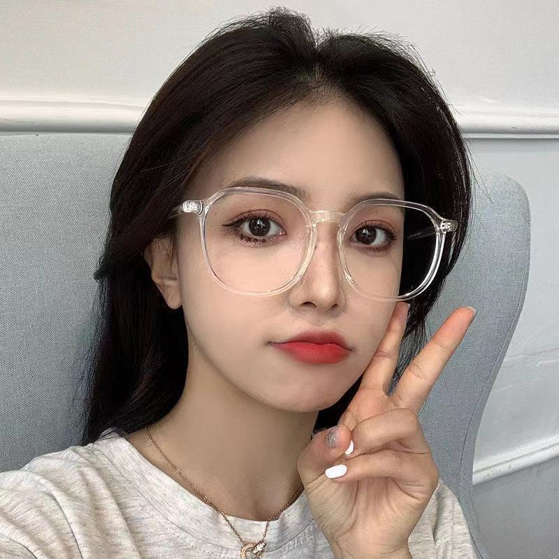 Tr Anti-Blue Light Студенческие очки Оправа Простые очки с плоским лицом Модные большие оправы для близорукости Готовые очки
