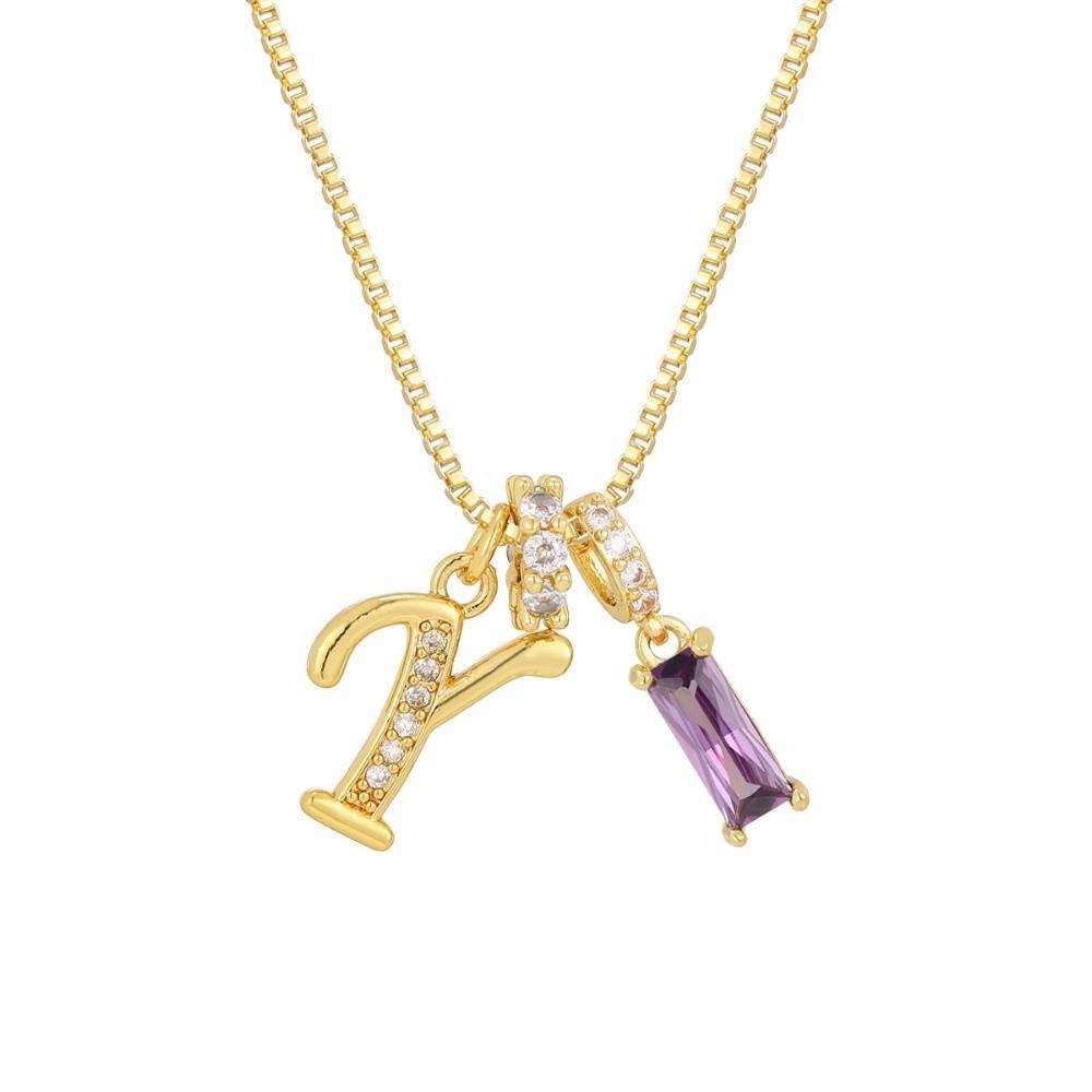 Adjustable Letter Jewelry Hypoallergenic Shiny Zircon Embedded Geometric Pendant Necklace Geometric Design Dopamine Style