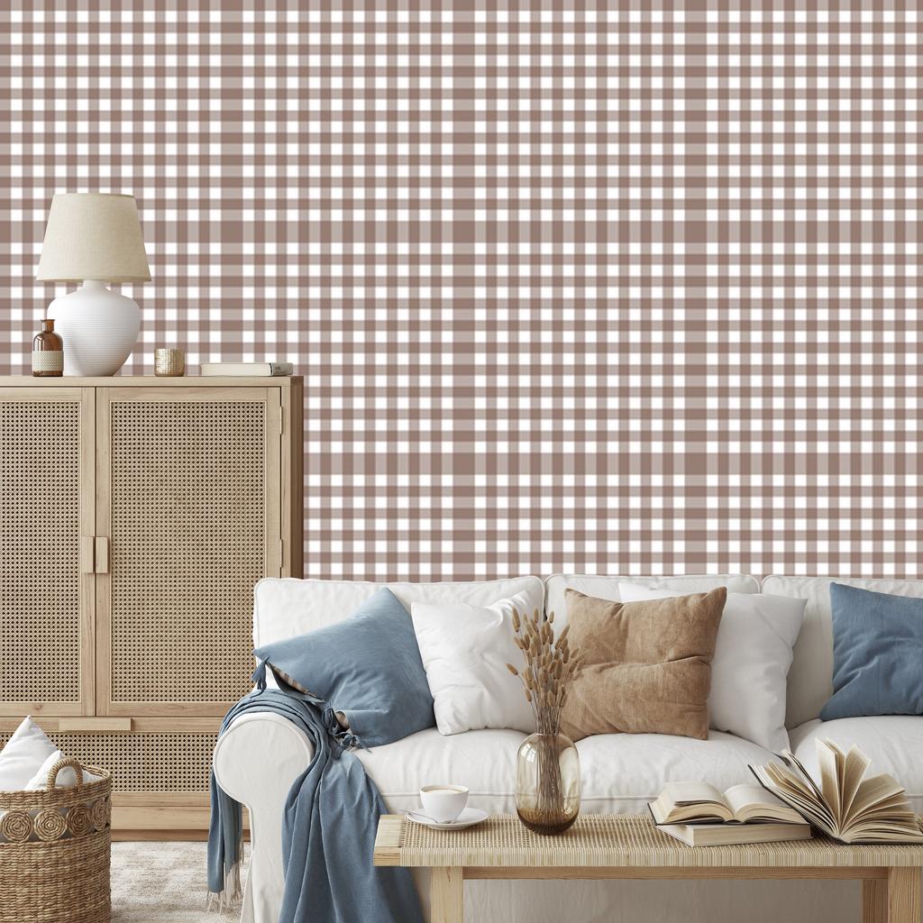 Wallpaper Fabric Pattern Beige and Light Gray for Living Room and Bedroom 50x1000