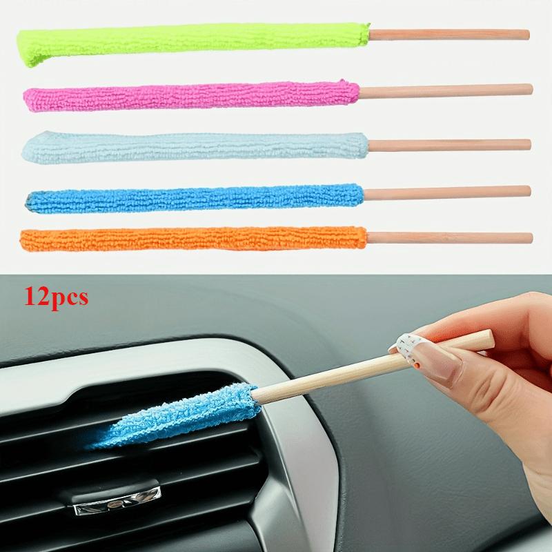 New12pcs/set Car Detail Cleaning Brush Long Handle Air Conditioning Louver Narrow Dust Collector Rod Car Washing Cloth Brush Too