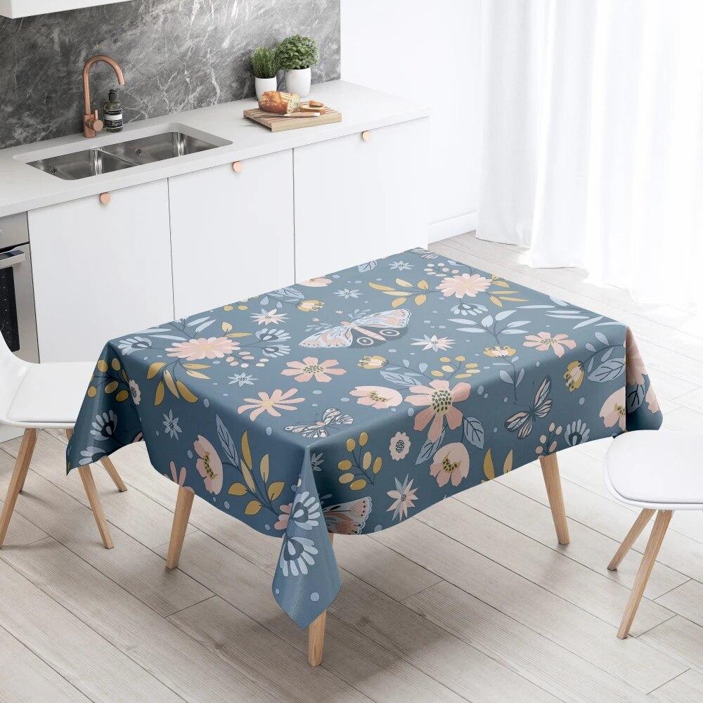 Цветочная скатерть для домашнего декора, устойчивая к пятнам, водонепроницаемая, украшение для стола, прямоугольная кухонная столешница для камина