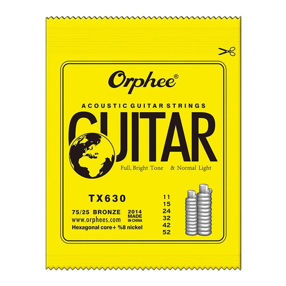 Orphee 6Strings Acoustic Guitar String High Hexagonal Core Full Bright Tone Folk Guitar String TX620 TX630 TX640 Guitar Parts