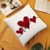 1pc Country-Rustic Linen Throw Pillow Cover, Woven Decorative Cushion Case with Watercolor Hearts Love Design, Machine Washable