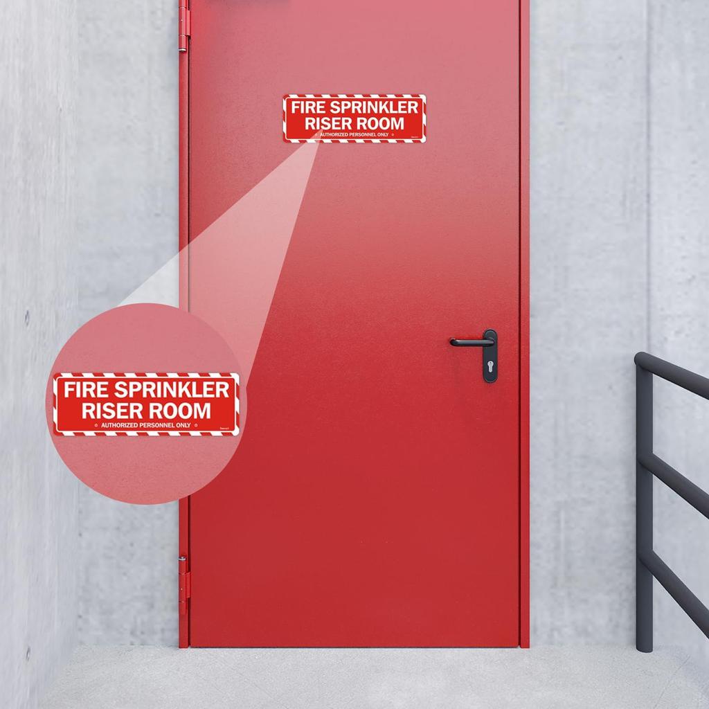 Fire Sprinkler Riser Room Signs Authorized Personnel Only 9” x 3” Fire Sprinkler Room Signs, Riser Room Sign for Office Home Business,