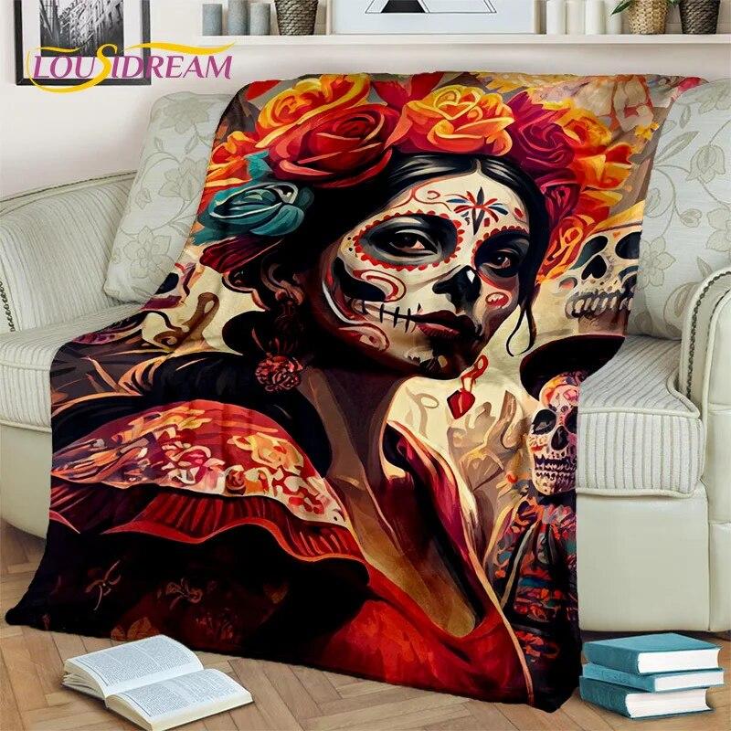 Horror Skull Girl Dead Gothic Undead Female Blanket,Soft Throw Blanket for Home Bedroom Bed Sofa Picnic Travel Cover Blanket Kid