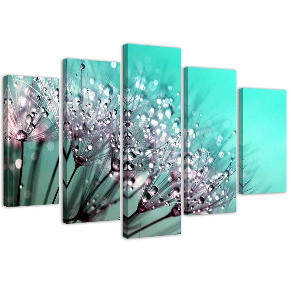Feeby Feeby Five piece picture canvas print, Turquoise blowpipes