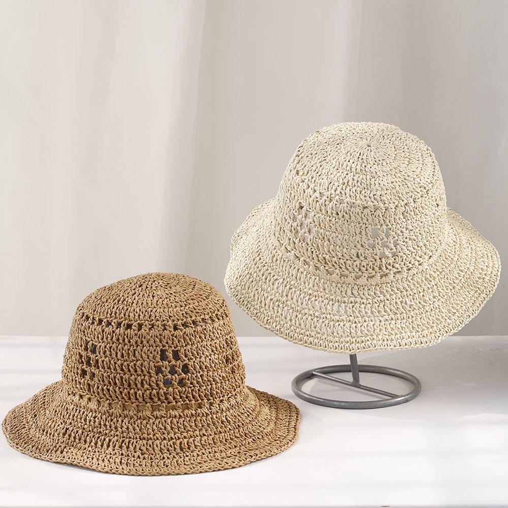 New Fashion Ladies Summer Hoilday Floppy Straw Hat Women Wide Brim Beach Foldable Straw Sun Hat Sun Cap S