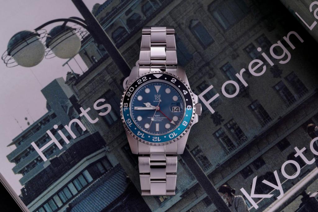 НОВАЯ модель механических часов Hyakuichi с автоматическим ручным заводом и функцией GMT, водонепроницаемость 200 м, браслет из нержавеющей стали с индикацией даты, цвет Viking Blue [HYAKUICHI 101]