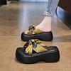 Thick-soled Heightening Slippers for Women To Wear New Women's One-word Sandals Casual Beach Shoes