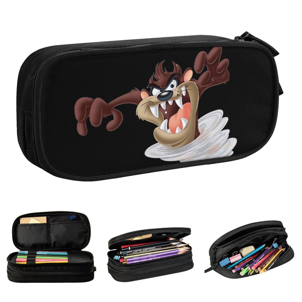 TAZ Cartoon Tasmanian Devil Pencil Cases Pen Bags Girl Boy Large Storage Office Cosmetic Pencil Box