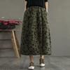 Autumn and Winter Women Retro Ethnic Style Padded Quilted Print Floral Skirt Cotton Blended Vintage Elastic Waist Clothing  Pocket Skirts